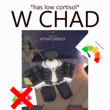 a poster that says " has low cortisol w chad " on it
