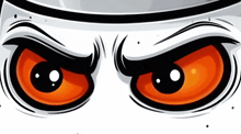 a close up of a person 's eyes with an angry look on them