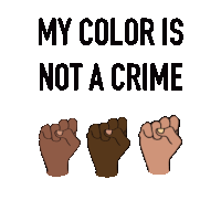 a poster that says ' my color is not a crime ' on it