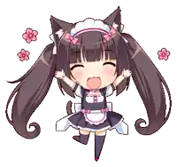 a cartoon of a girl dressed as a maid with flowers around her