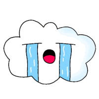 a cartoon drawing of a cloud with tears coming out of it 's eyes