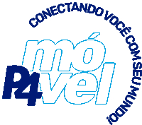 a blue and white logo for connectando você com seu mundo