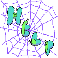 a drawing of butterflies on a spider web