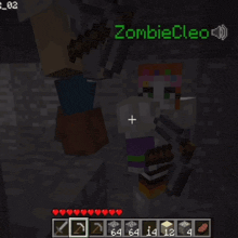 a screenshot of a minecraft game with the name in the little wood zombie cleo