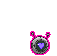 a cartoon drawing of a robot with a purple heart inside of it