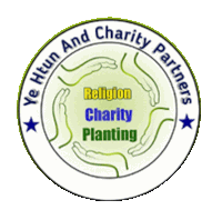 a logo for ye htun and charity partners with hands in a circle