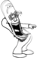 a blurry picture of a cartoon character with a huge mouth