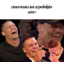 john cena is laughing and pointing at the camera