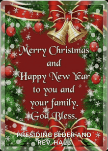 a christmas card from presiding elder and rev. hall