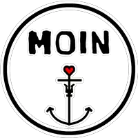 a black circle with the word moin and an anchor