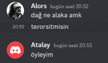 a screenshot of a discord conversation between aors and atalay