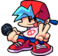 a cartoon character holding a microphone and giving a peace sign .