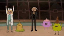 a group of cartoon characters standing next to each other including finn