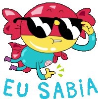 a cartoon character with sunglasses and the word eu sabia written below him