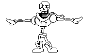 a pixel art drawing of papyrus from undertale in a black and white style .