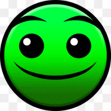 a green smiley face with big eyes and a smile on a transparent background .