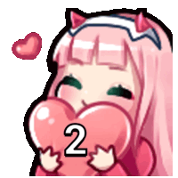 a girl holding a pink heart with the number 2 on it