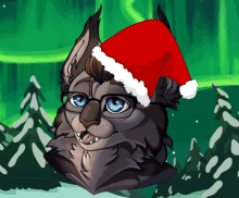 a drawing of a cat wearing a santa hat