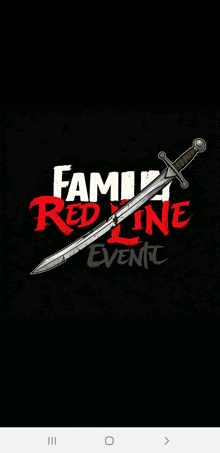 a family red line event logo with a sword in the middle