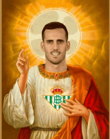 a painting of jesus with a badge on his chest that says ' fc sevilla '