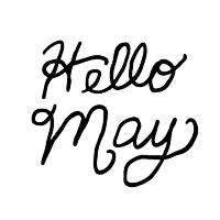 a black and white drawing of the words hello may