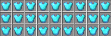 a row of blue armor pieces in a minecraft game