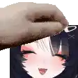 a person is petting a girl 's head with a towel .