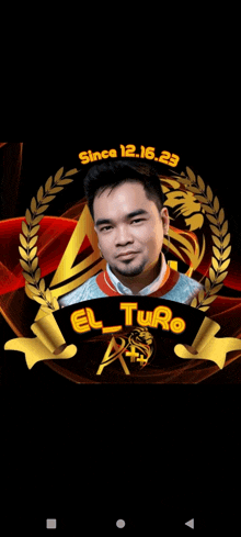 a picture of a man with a laurel wreath that says el toro on it