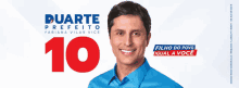 a man in a blue shirt is on a poster for duarte prefeito