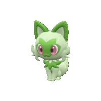 a green and white cat with pink eyes and green ears is sitting on a white background .