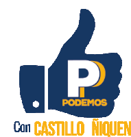 a blue thumbs up sign that says " podemos con castillo niquen "