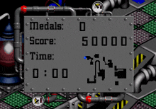 a screenshot of a video game with medals 0 score 50000 time 0:00