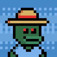 a pixel art of a green monster wearing a hat