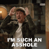 a man with his hands on his head and the words i 'm such an asshole