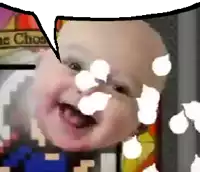 a baby is making a funny face with a speech bubble that says choos