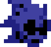 a pixel art drawing of a blue and black object .