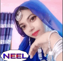 a picture of a woman with the name neel written on the bottom