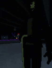 a pixel art of a person in a dark room