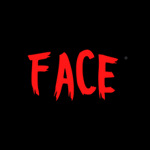 a black background with the word face in red letters