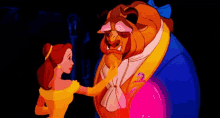 belle and the beast from beauty and the beast are dancing