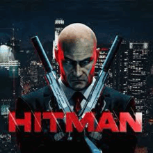 a bald man in a suit and tie is holding two guns .