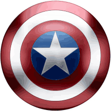 a red white and blue shield with a silver star in the middle