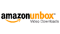 a logo for amazon unbox video downloads with a white background