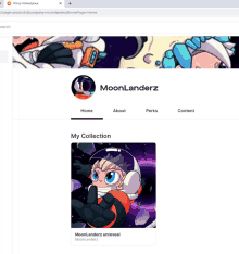 a screenshot of the moonlanderz website with a cartoon character