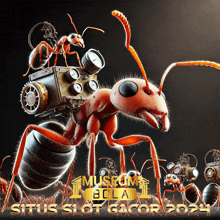 an advertisement for situs slot gacor shows a group of ants