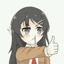 a girl from a anime is giving a thumbs up .