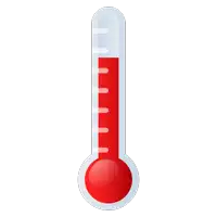 a red and white thermometer with a red ball at the top of it