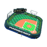 a mariokart baseball stadium with a scoreboard