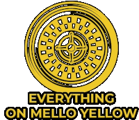 a logo that says everything on mello yellow with a wheel in the center