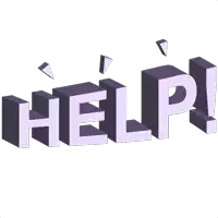 the word help is written in purple letters